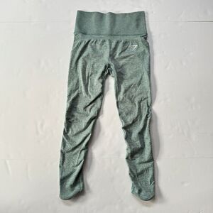 Gymshark Vital Boost Leggings Small Jade Marl Seamless Ribbed High Waist Pocket